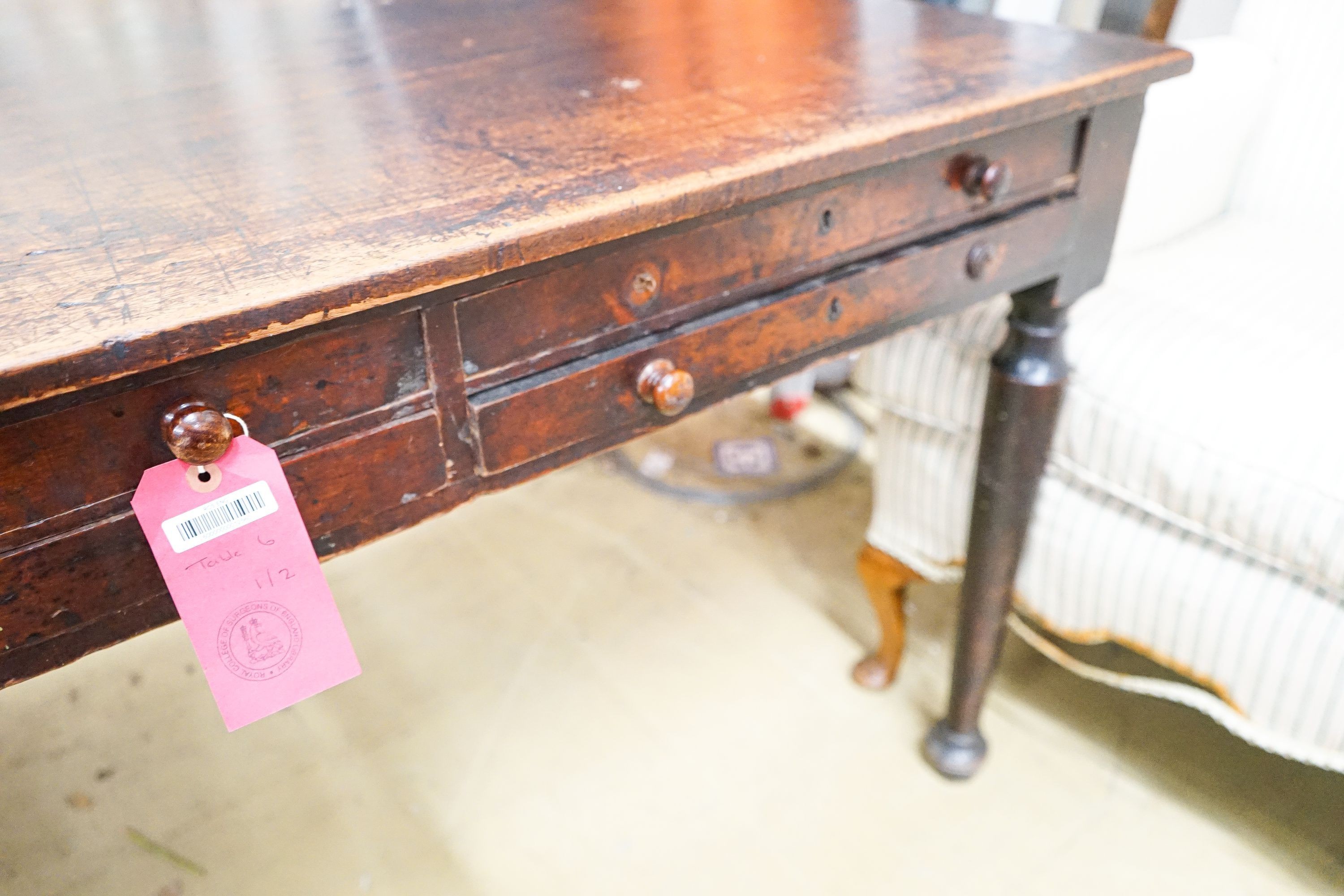 A Victorian mahogany library table from the Library of the Royal College of Surgeons, London, length 168cm, depth 90cm, height 74cm